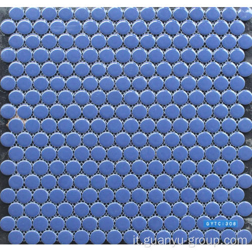 Mattonelle di mosaico di puro blu porcellana